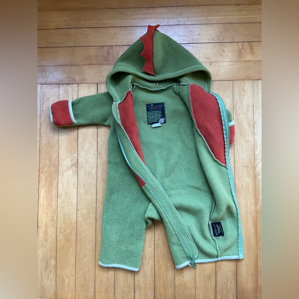 Fleece Dinosaur cozy baby suit by Gypsy and Loic